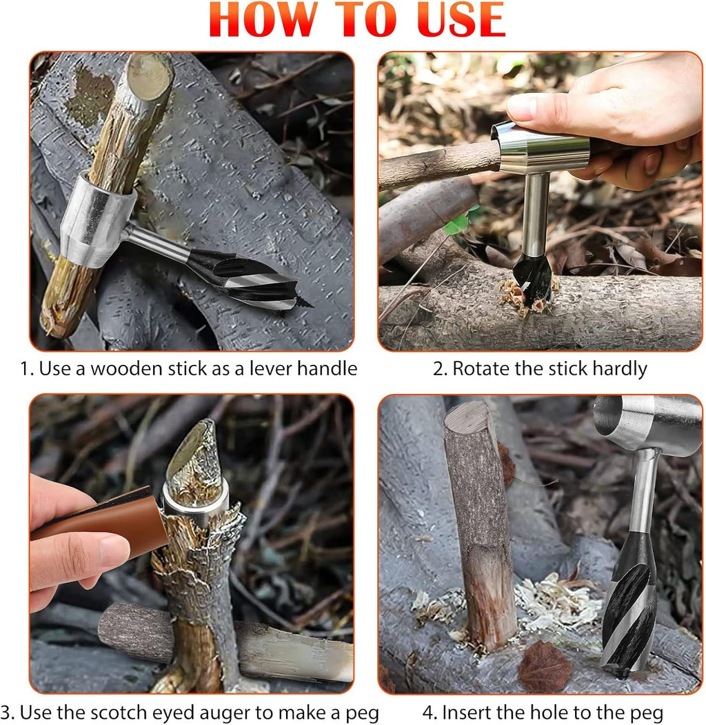 Hand Auger Drill Wrench with Scotch Eye Wood Drill Peg and Manual Hole Maker O606