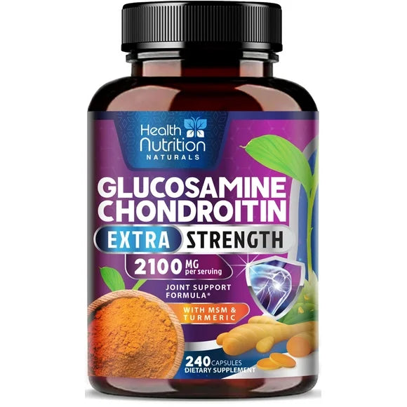 Glucosamine Chondroitin MSM Complex 2100mg Joint Support Supplement with Turmeric & Boswellia 240 Capsules U26340