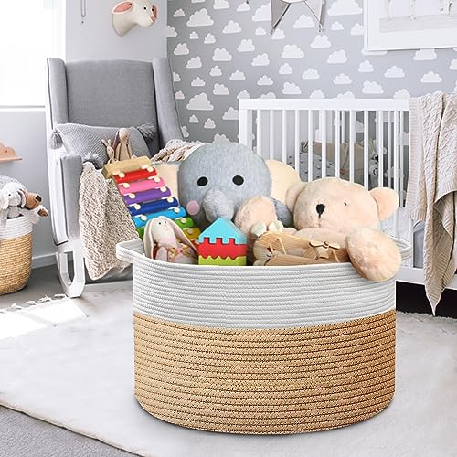 Large Woven Cotton Rope Blanket Basket L8194