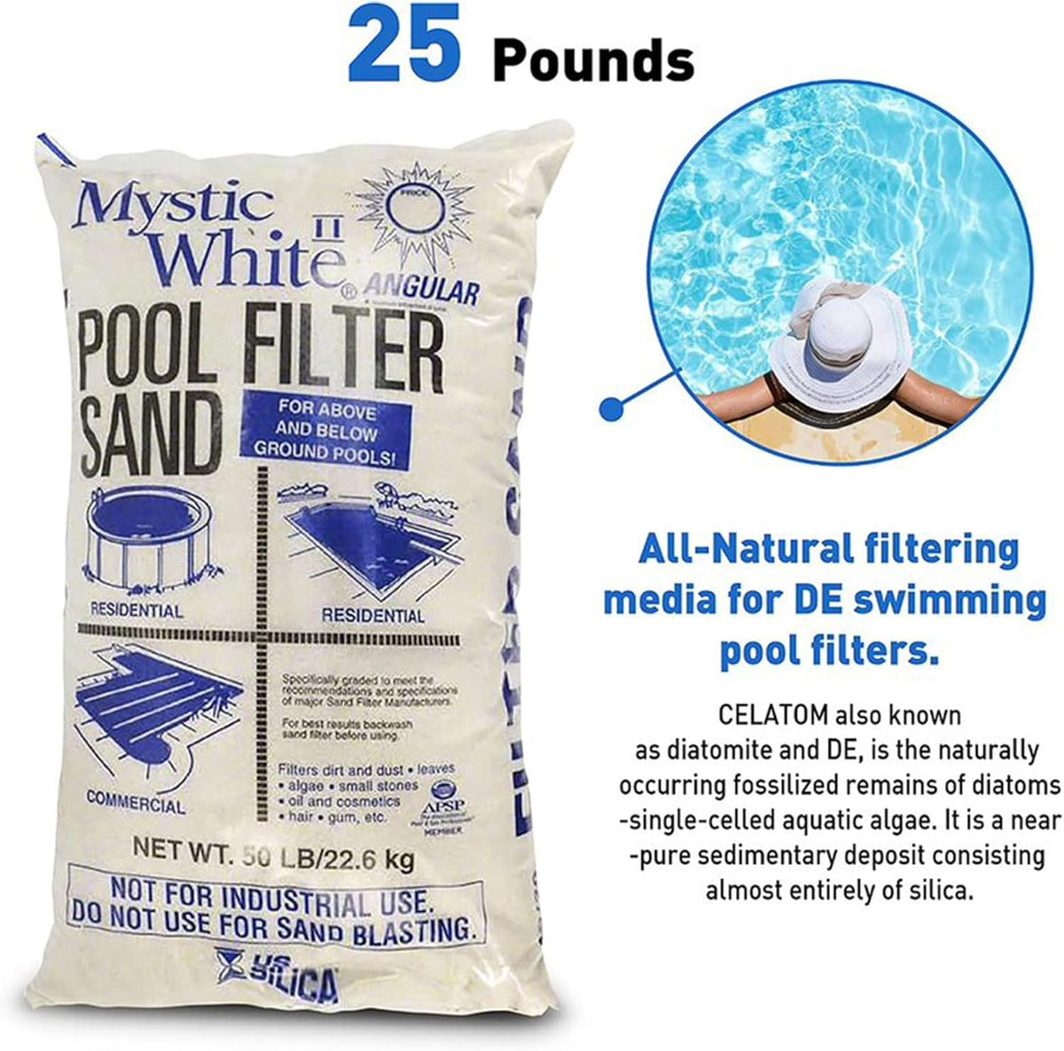 50 Pound White Swimming Pool Filter Sand Refill (2 Pack) R831