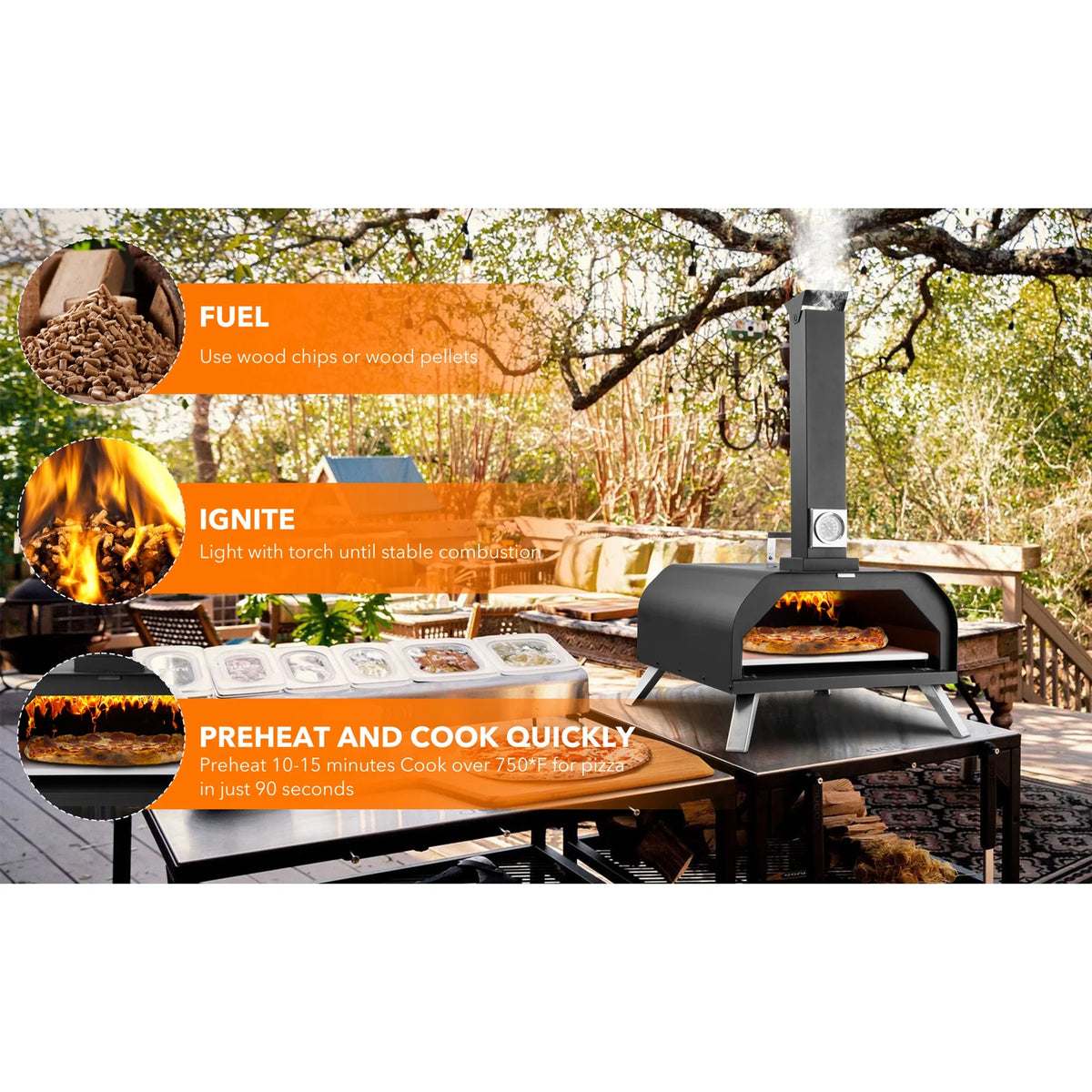 13 Wood Fired Stainless Steel Pizza Oven with Pizza Stone C814