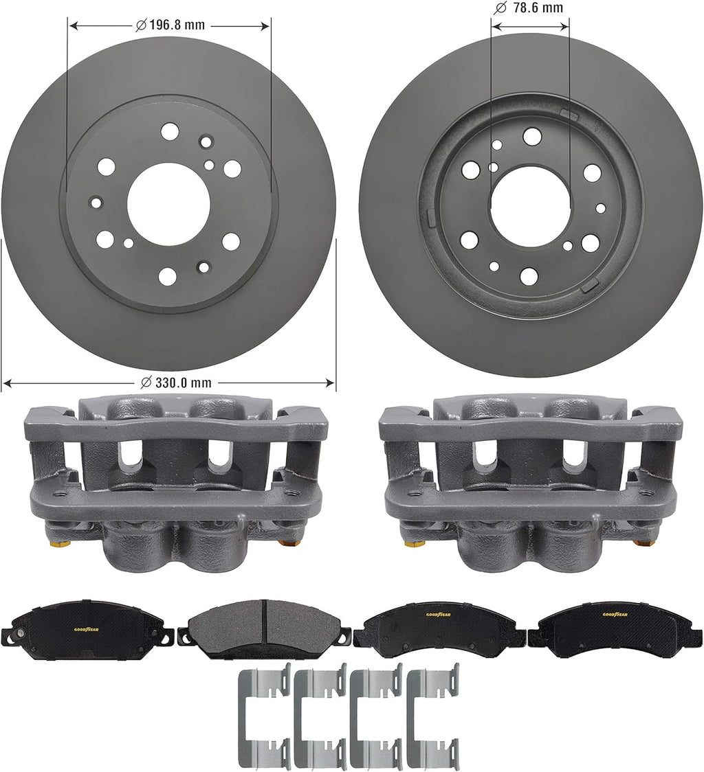 Front Brake Kit Calipers Rotors Ceramic Pads S3872
