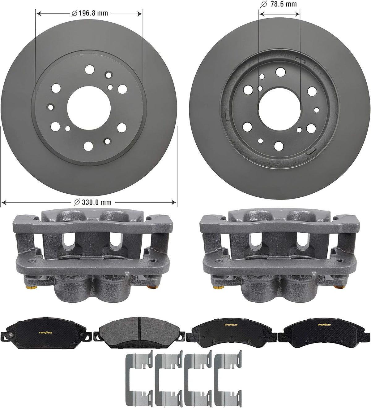 Front Brake Kit Calipers Rotors Ceramic Pads S3872