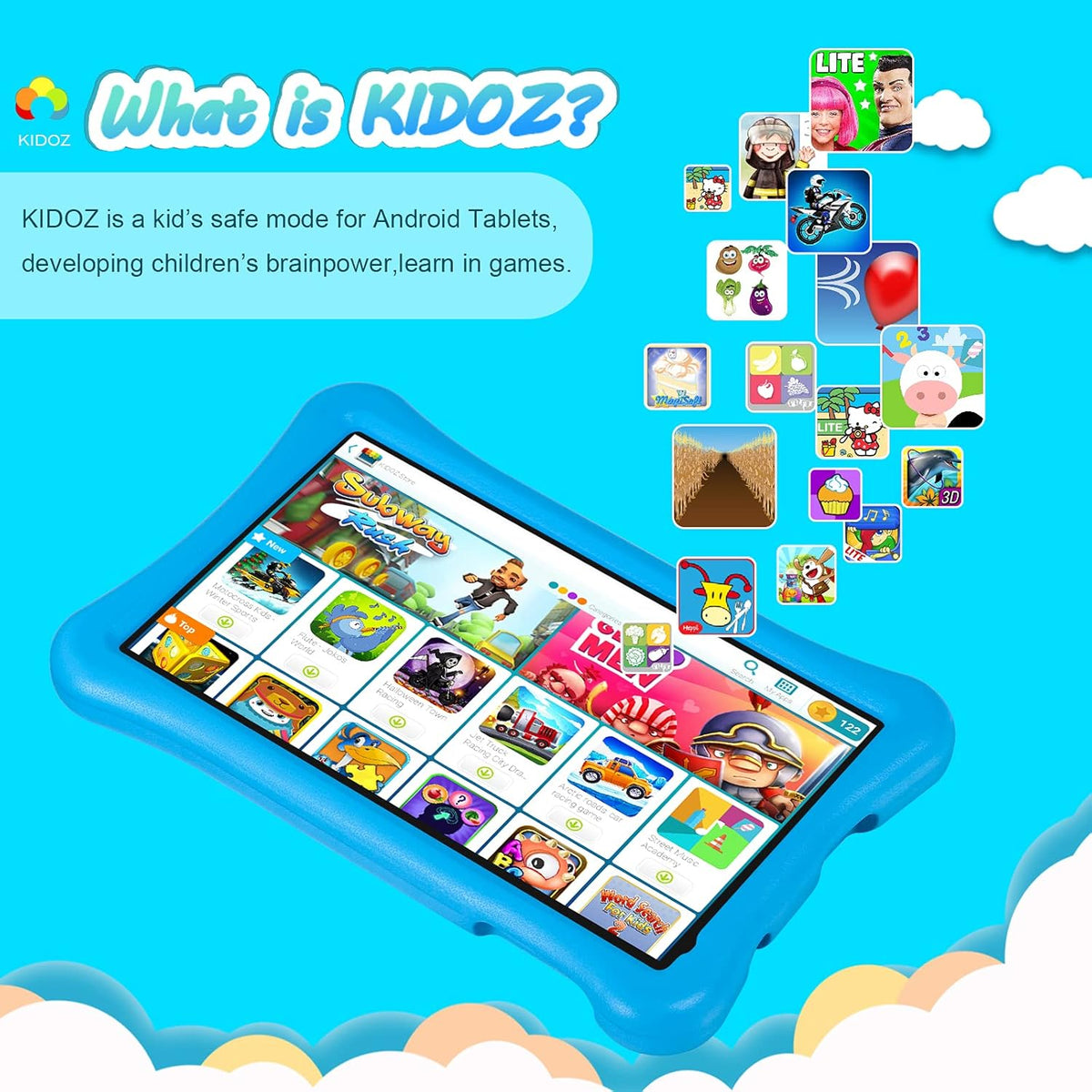 10.1 inch Kids Tablets Android 10 Go 2GB+32GB Blue L4707