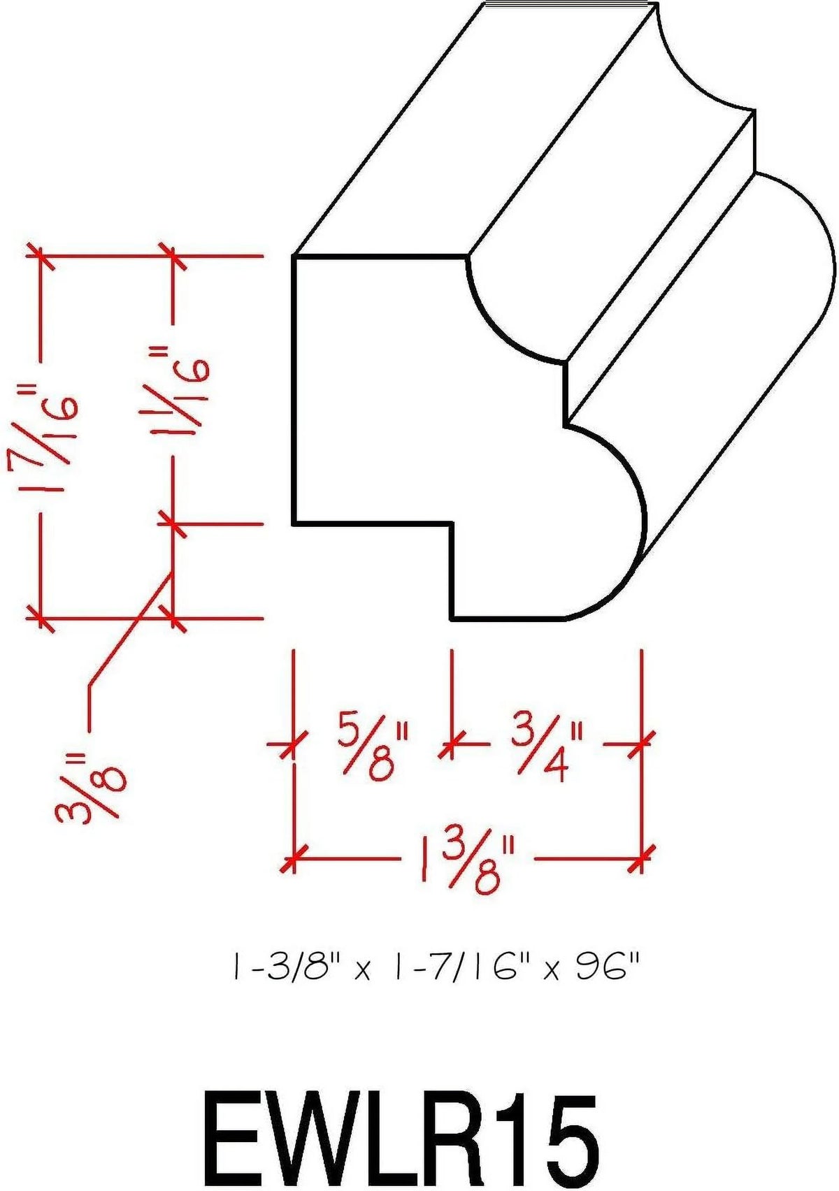 Cherry 94" Light Rail V4422