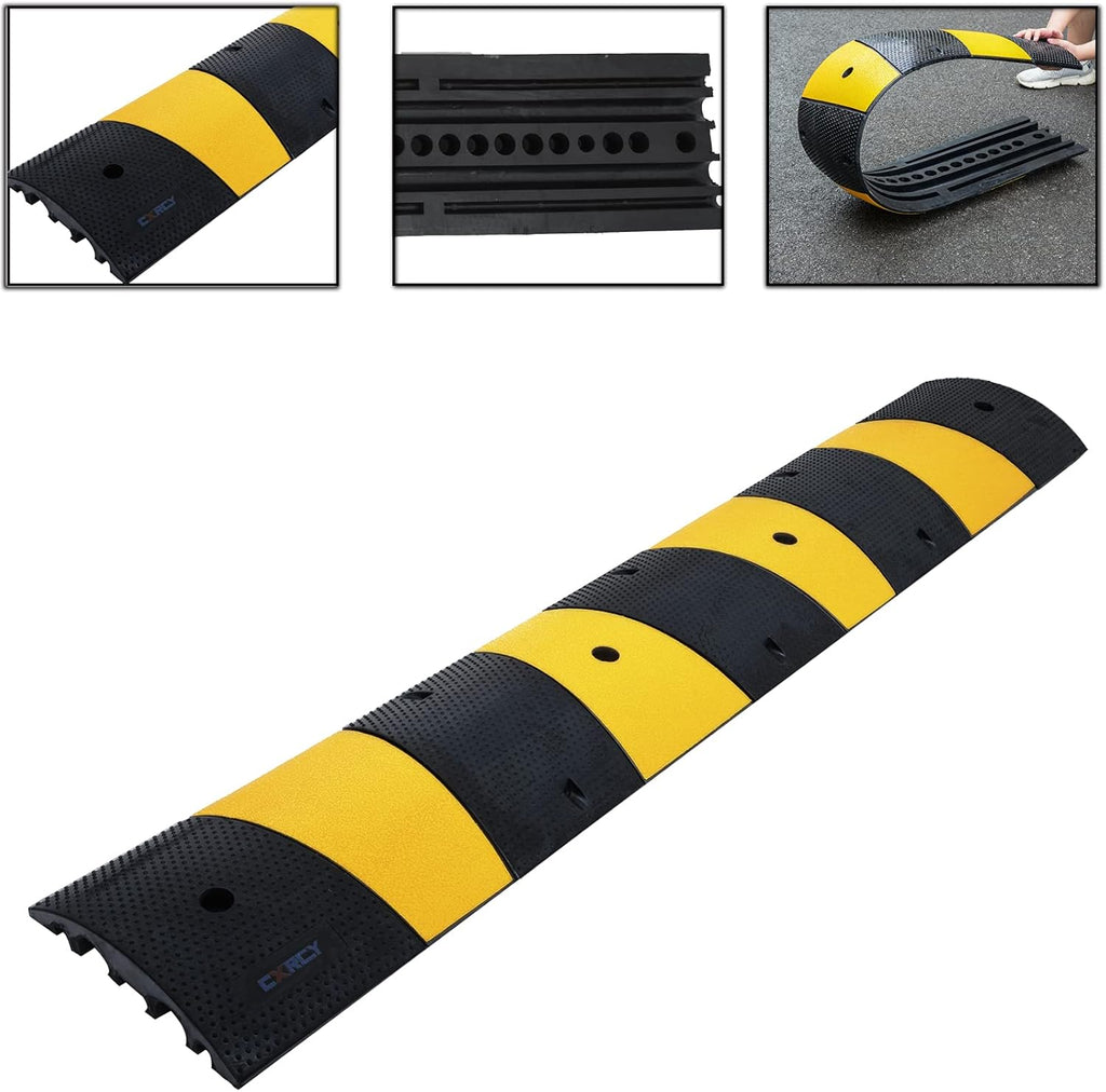 Heavy Duty Rubber Speed Bump 6FT 1 Pack with 4 Bolts (71.7 x 12 x 2.4 Inch) M4250