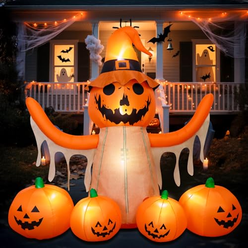 8FT LED Pumpkin Inflatable Halloween Decoration R71435