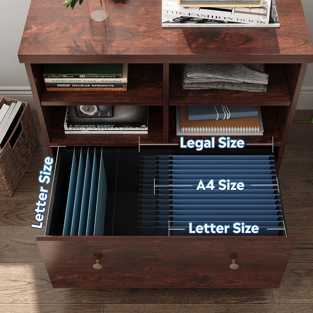 Cherry Wood File Cabinet with 1 Drawer W3997