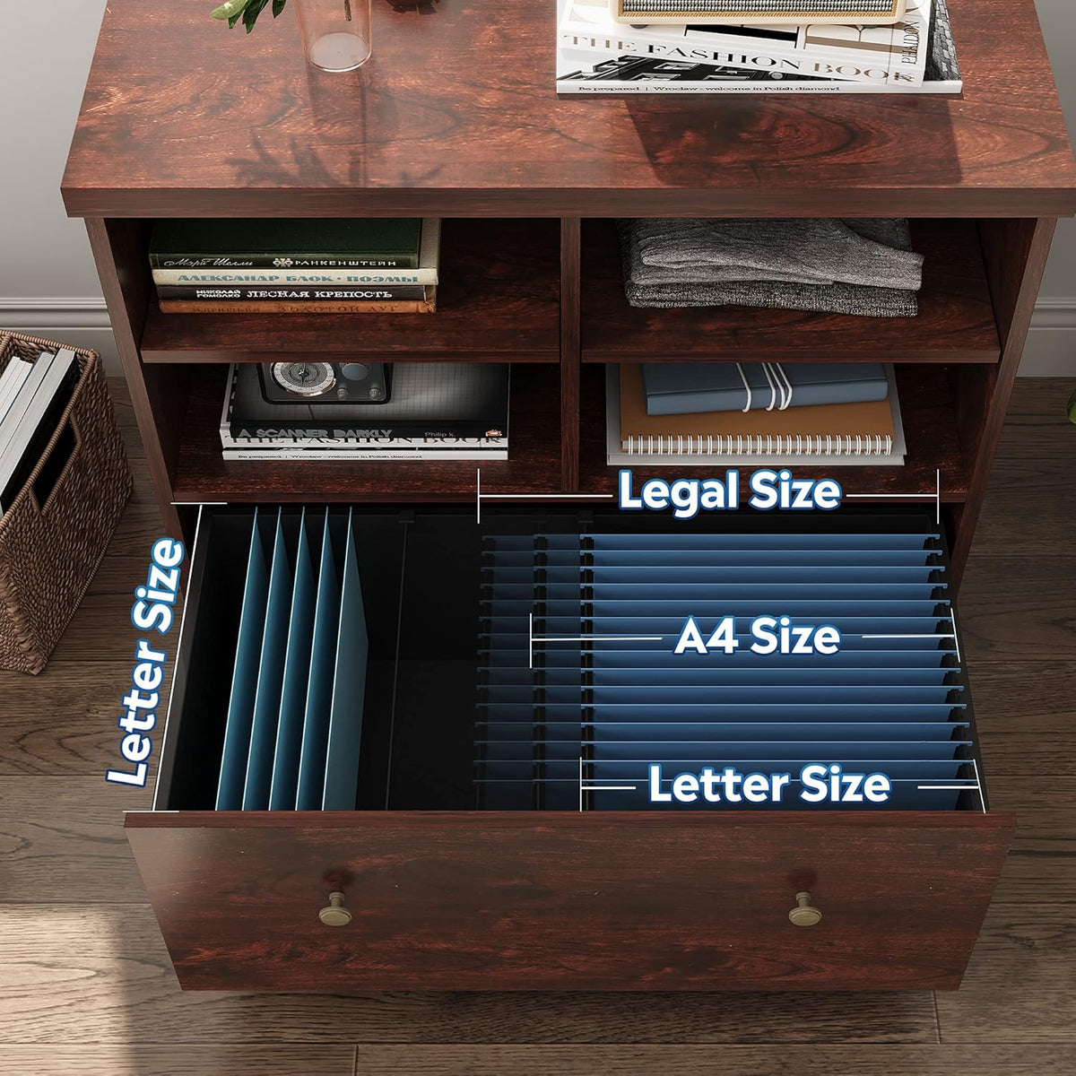 Cherry Wood File Cabinet with 1 Drawer W3997