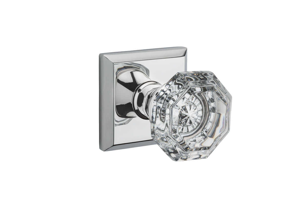 Polished Chrome Passage Door Knob with Square Rose Q847980