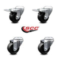 Swivel Bolt Caster Set of 4 with 3x22 Wheel, 2 with TTL Brakes I408
