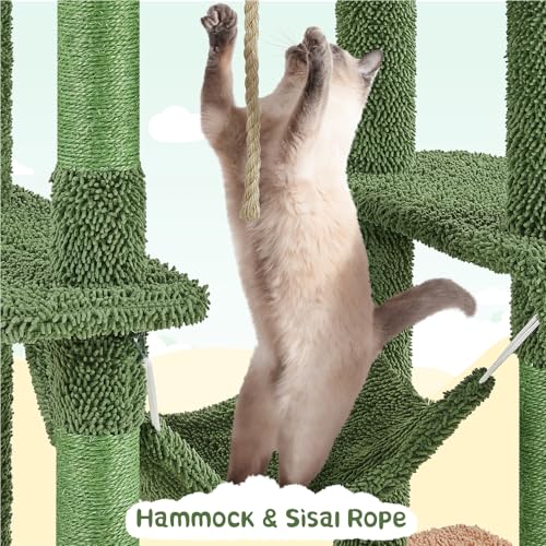 63" H Multi-Level Cat Tree with Sisal-Covered Scratching Posts & Condo & Hammock G98090