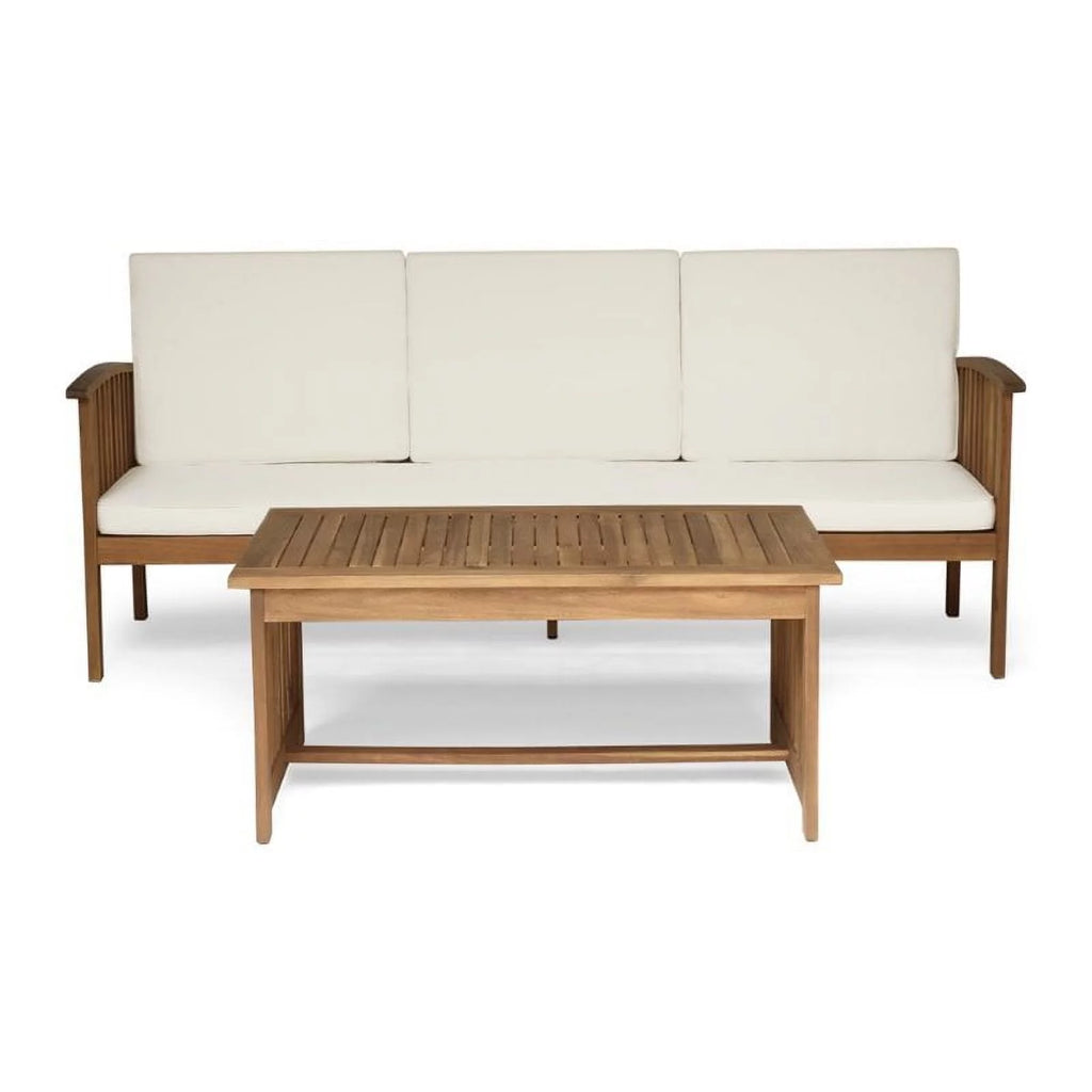 2 Piece Outdoor Acacia Wood Sofa Set Z543362