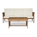 2 Piece Outdoor Acacia Wood Sofa Set Z543362
