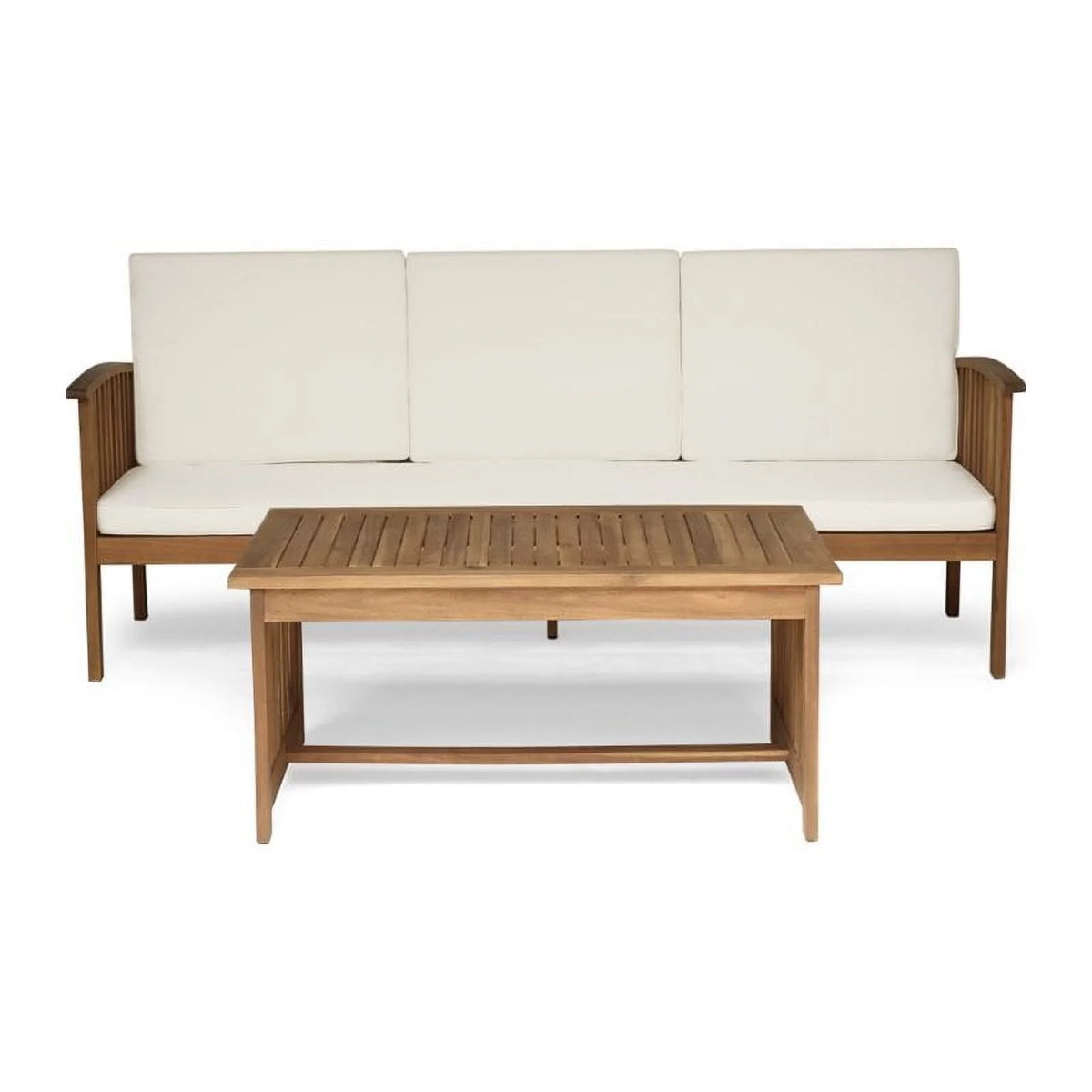 2 Piece Outdoor Acacia Wood Sofa Set Z543362