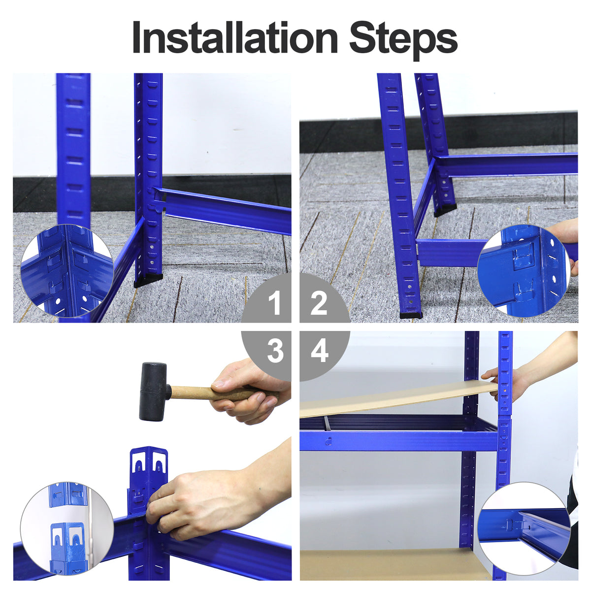 5 Tier Heavy Duty Metal Storage Shelving Unit, Blue F7315