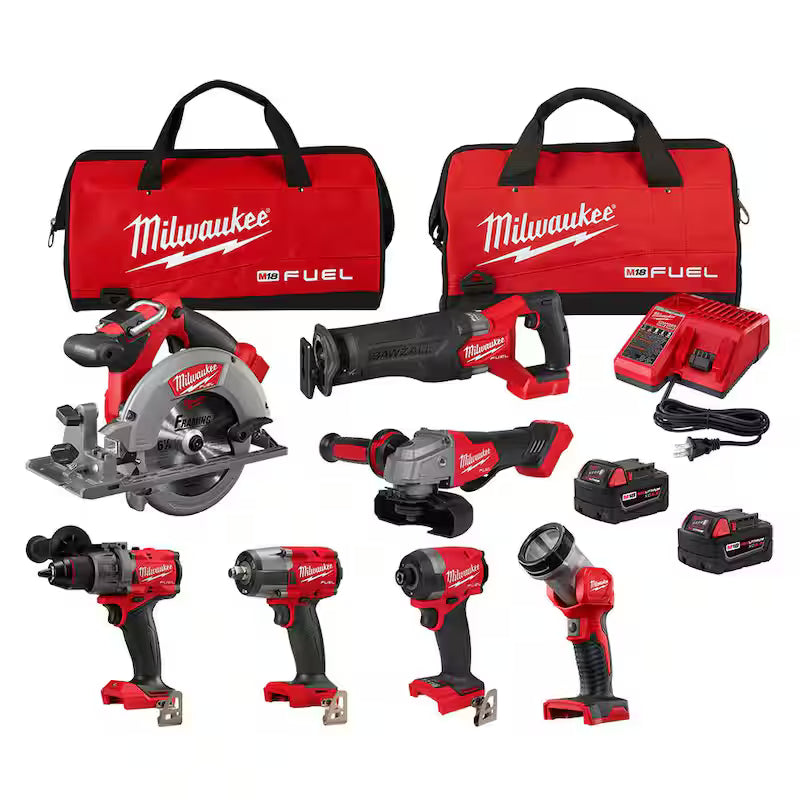 18V Lithium-Ion Brushless Cordless Combo Kit with Two 5.0 Ah Batteries (7-Tool) D181