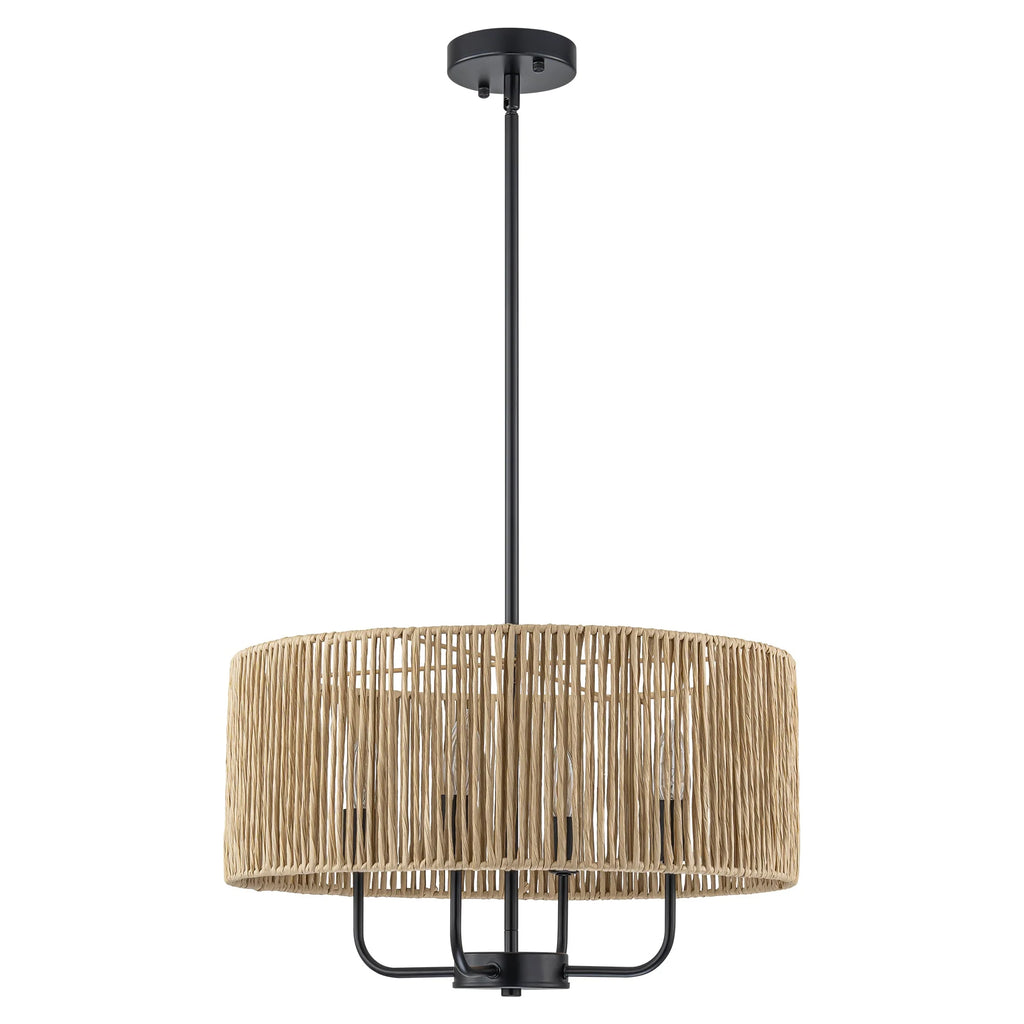 4-Light Handwoven Rope Drum Chandelier H73537