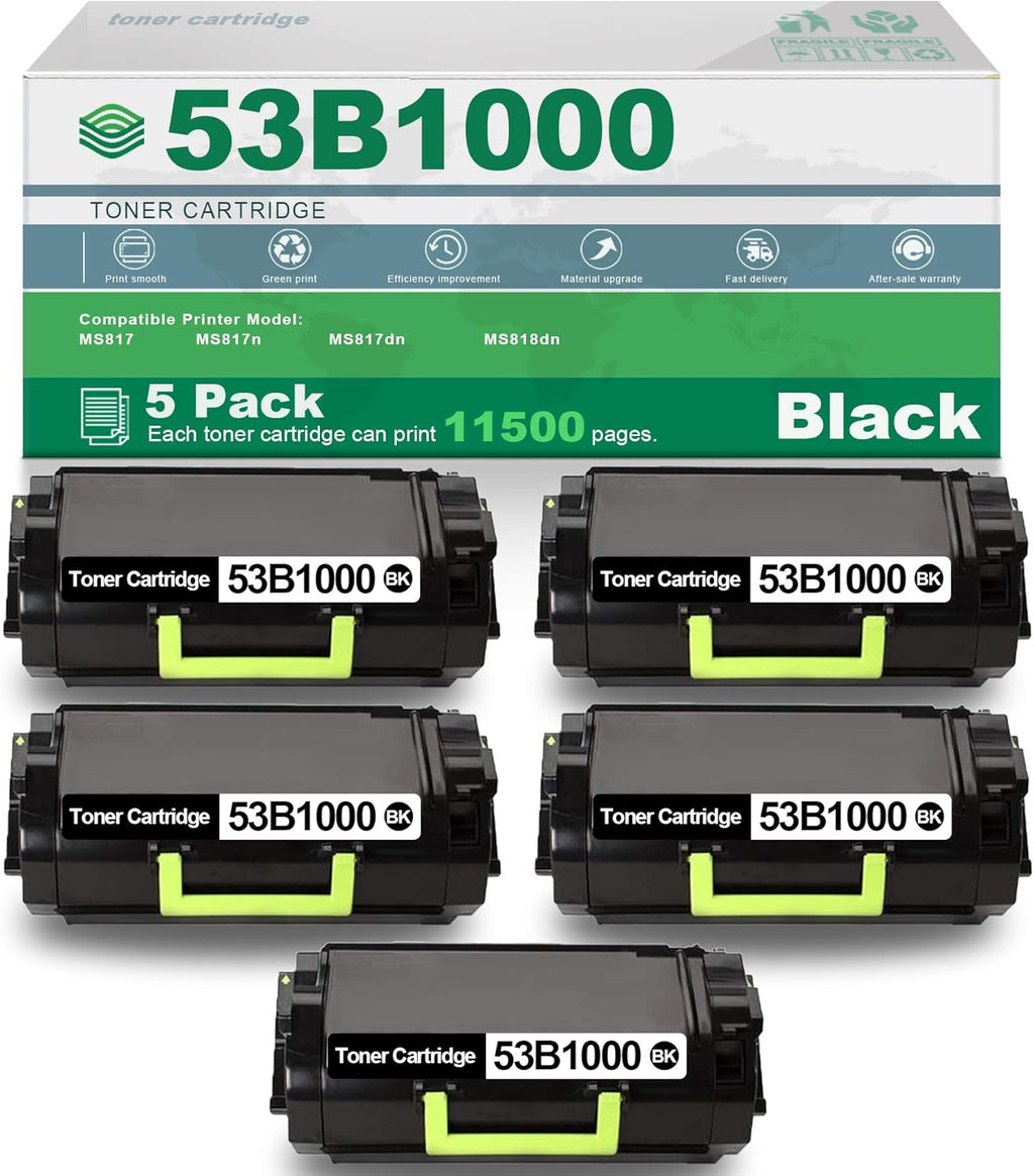 5 Pack Black High Yield Remanufactured Toner Cartridge I65205
