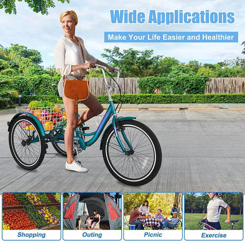 20/24/26 inch 7 Speed Adult Tricycles with Big Basket Z83076