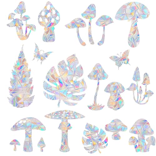 36PCS Snowflake Window Stickers Non Adhesive Prismatic Vinyl Rainbow Decals U20697