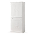 White Tall Freestanding Kitchen Pantry Cabinet with Doors and Adjustable Shelves J4418