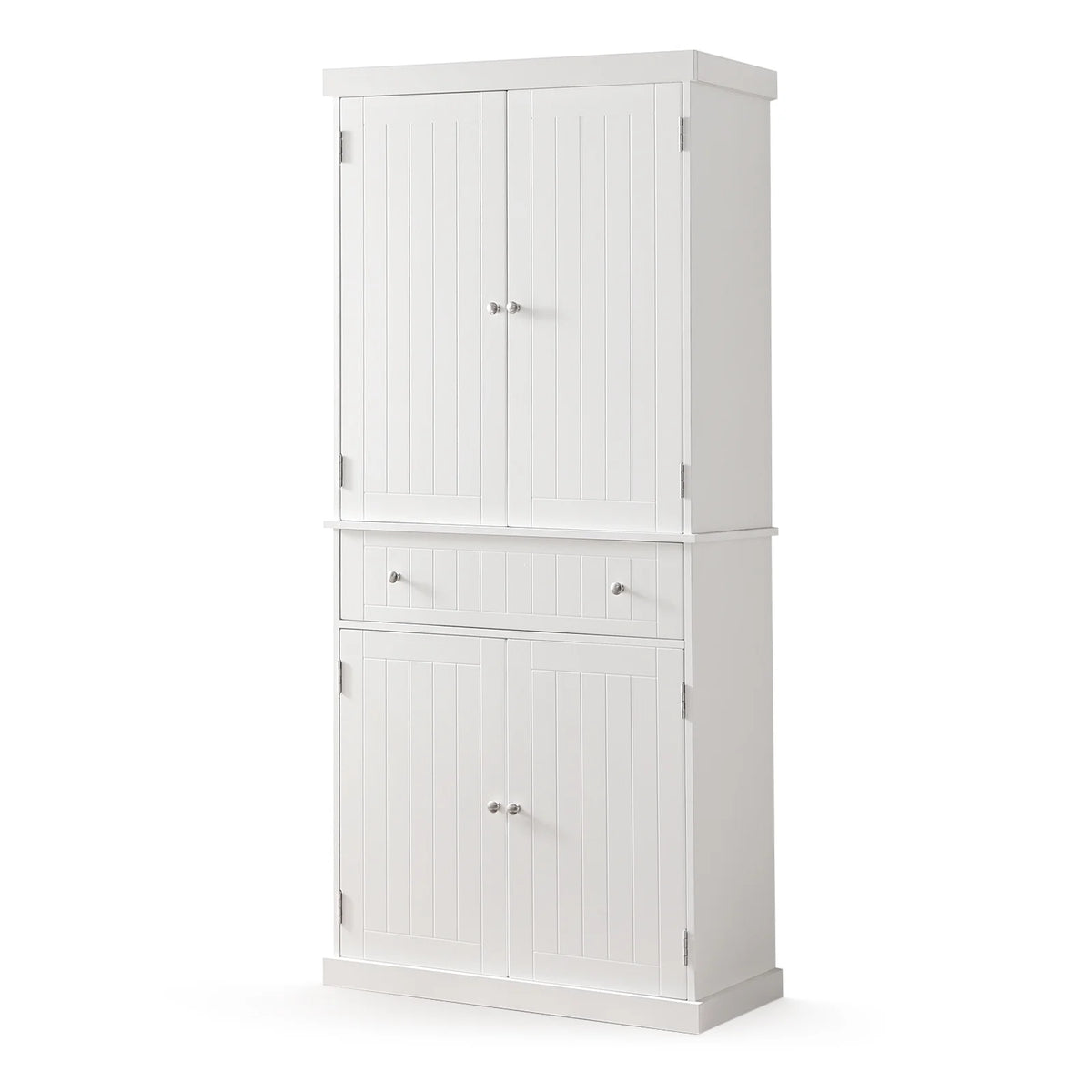 White Tall Freestanding Kitchen Pantry Cabinet with Doors and Adjustable Shelves J4418