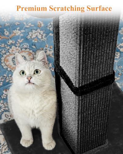 Large Sisal Cat Scratching Post with Plush Perch, Light Grey N192