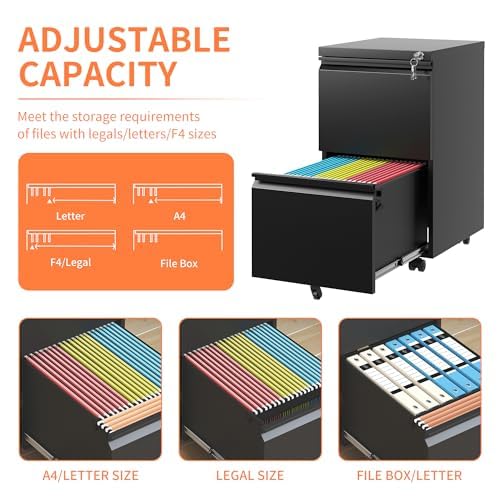 White 3-Drawer Mobile File Cabinet with Lock N819