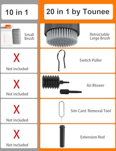 20 in 1 Keyboard Cleaner Kit with Retractable Big Brush and 2.5ml Mist Spray P256