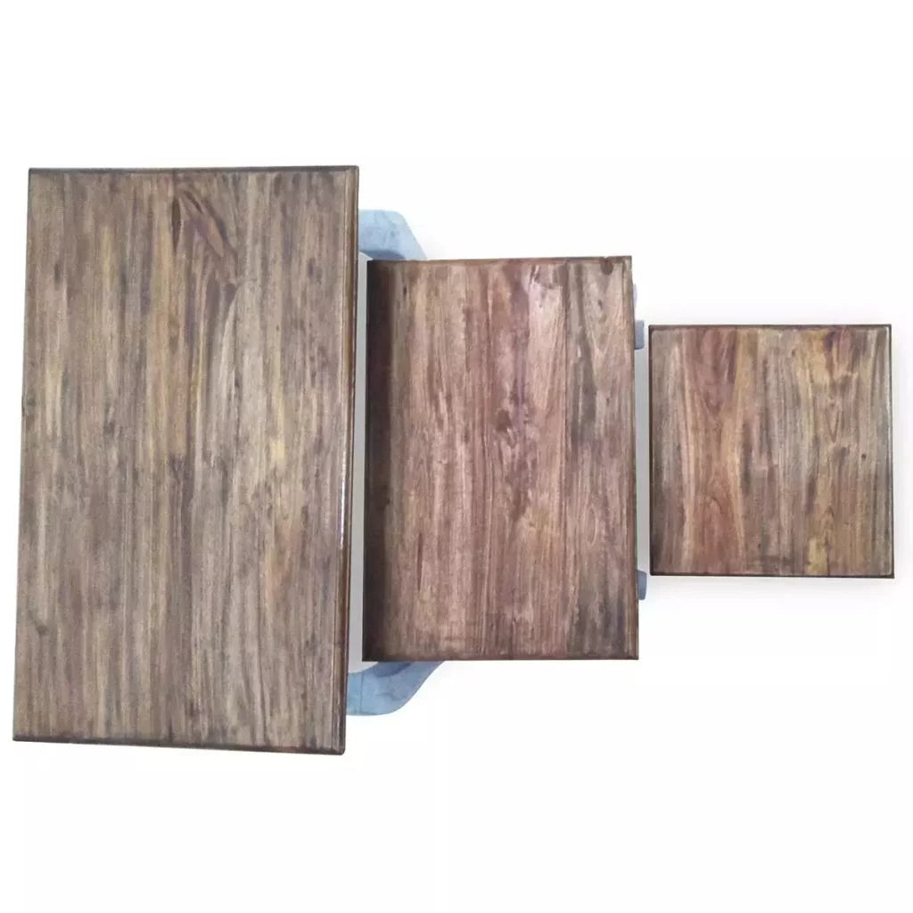 3 Piece Solid Reclaimed Wood Nesting Table Set F7029