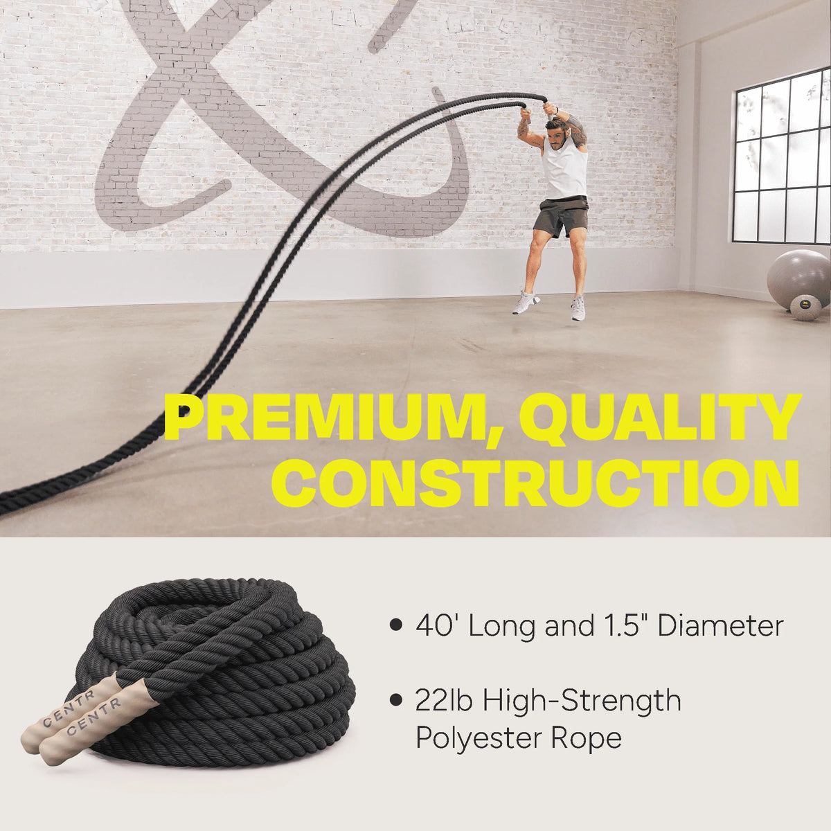 Heavy-Duty Battle Rope 40 ft F69201