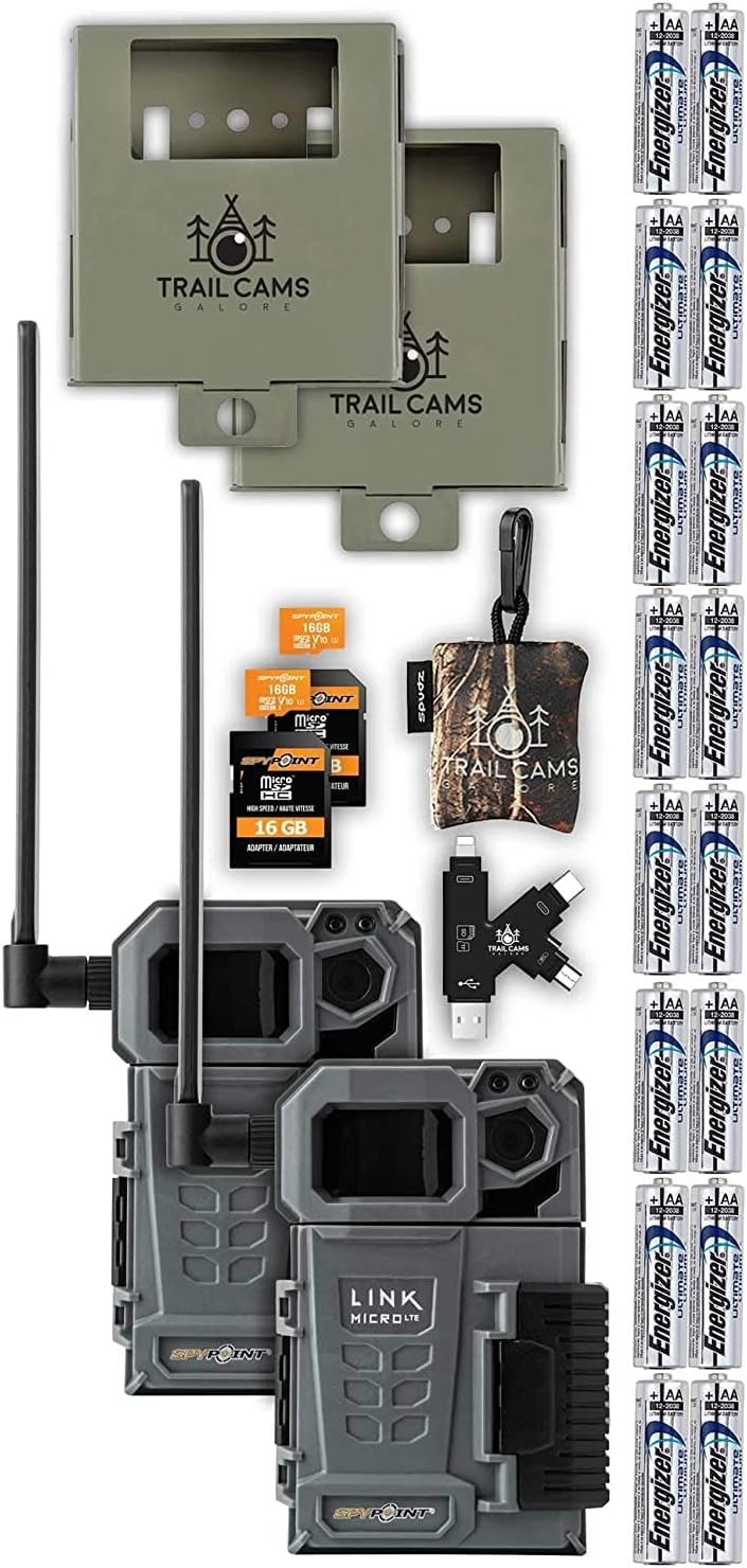 Cellular Trail Cameras Twin Pack with Batteries and Two Steel Cases B68412