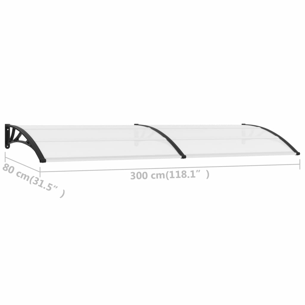 Door Canopy Black and Transparent 118.1"x31.5" PC B360797