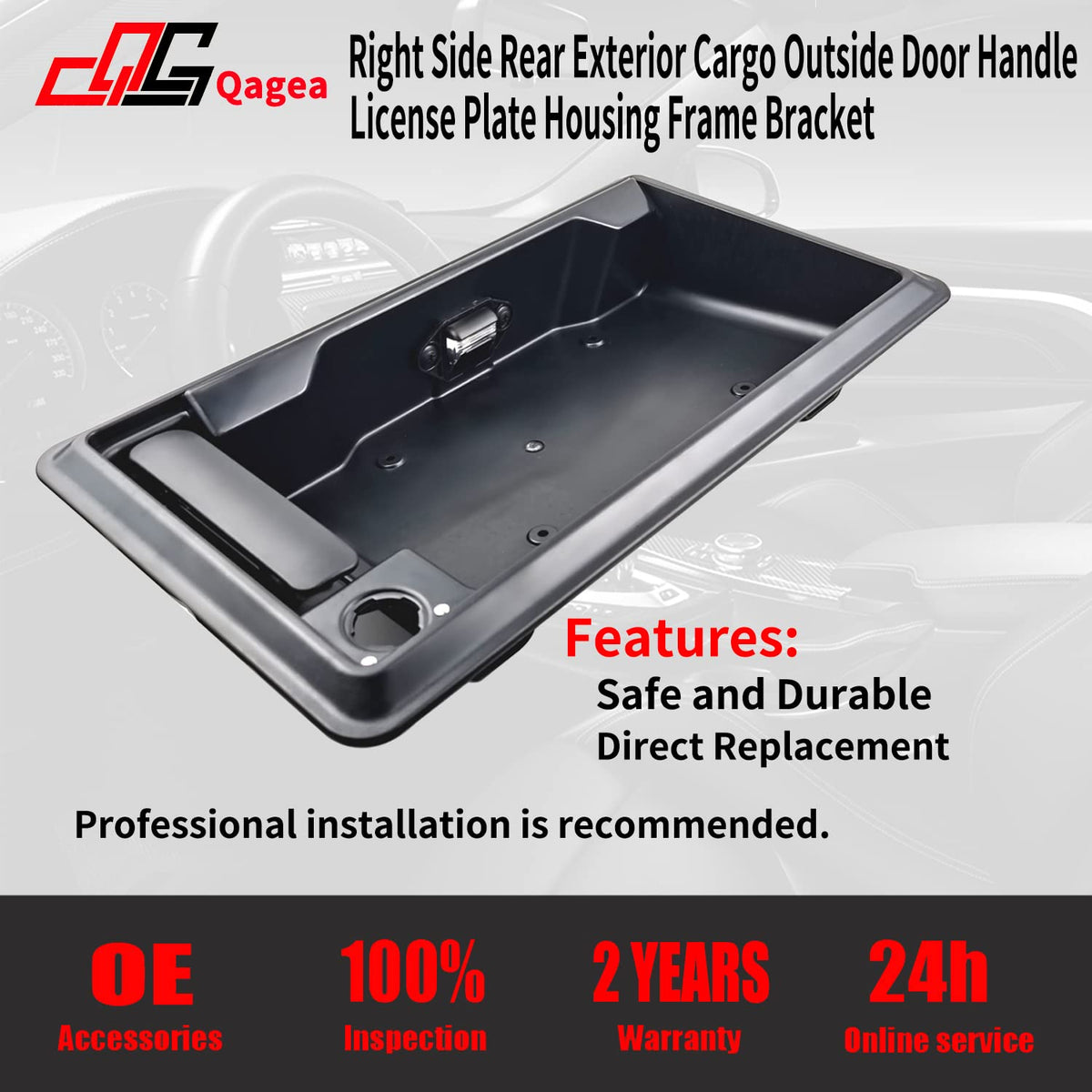 Right Side Rear Exterior Cargo Door Handle & License Plate Housing Frame Bracket for 08-21 Ford E150 E250 E350 E450, Pack of 2 W991