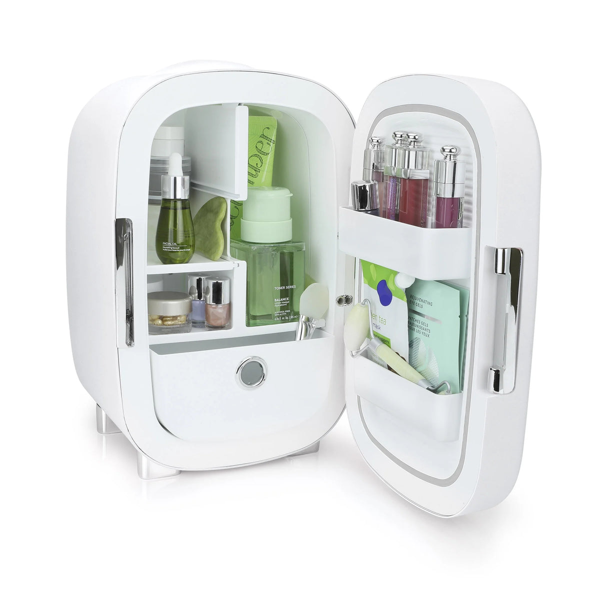 White 7L Mini Fridge with Mirror Door T690