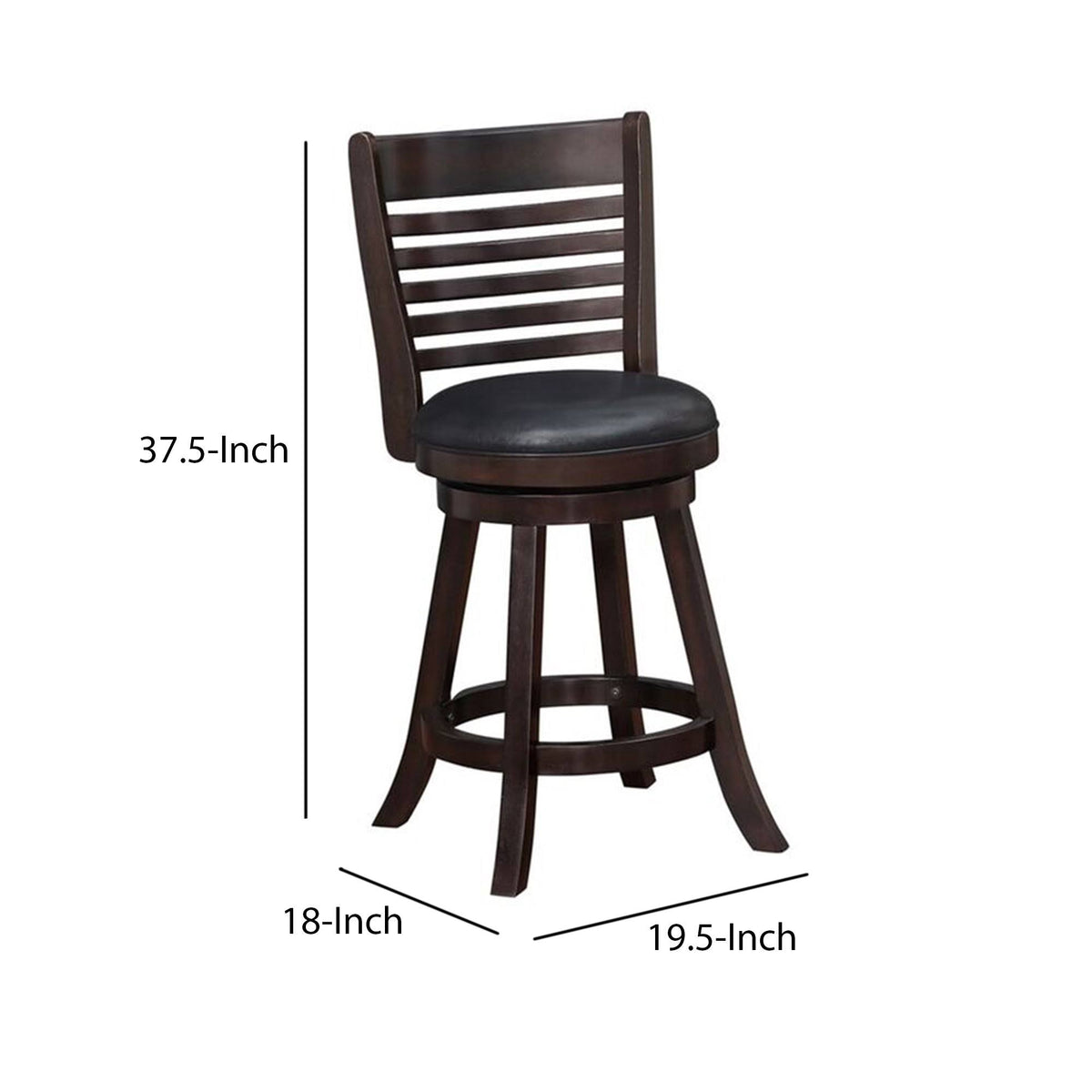 Brown and Black Leatherette Swivel Counter Stool Set of 2 M80182