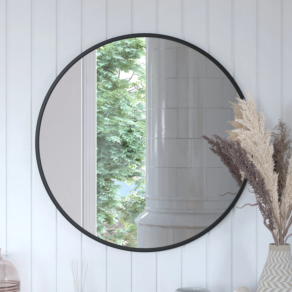 Black Modern Wall Mounted Mirror W609