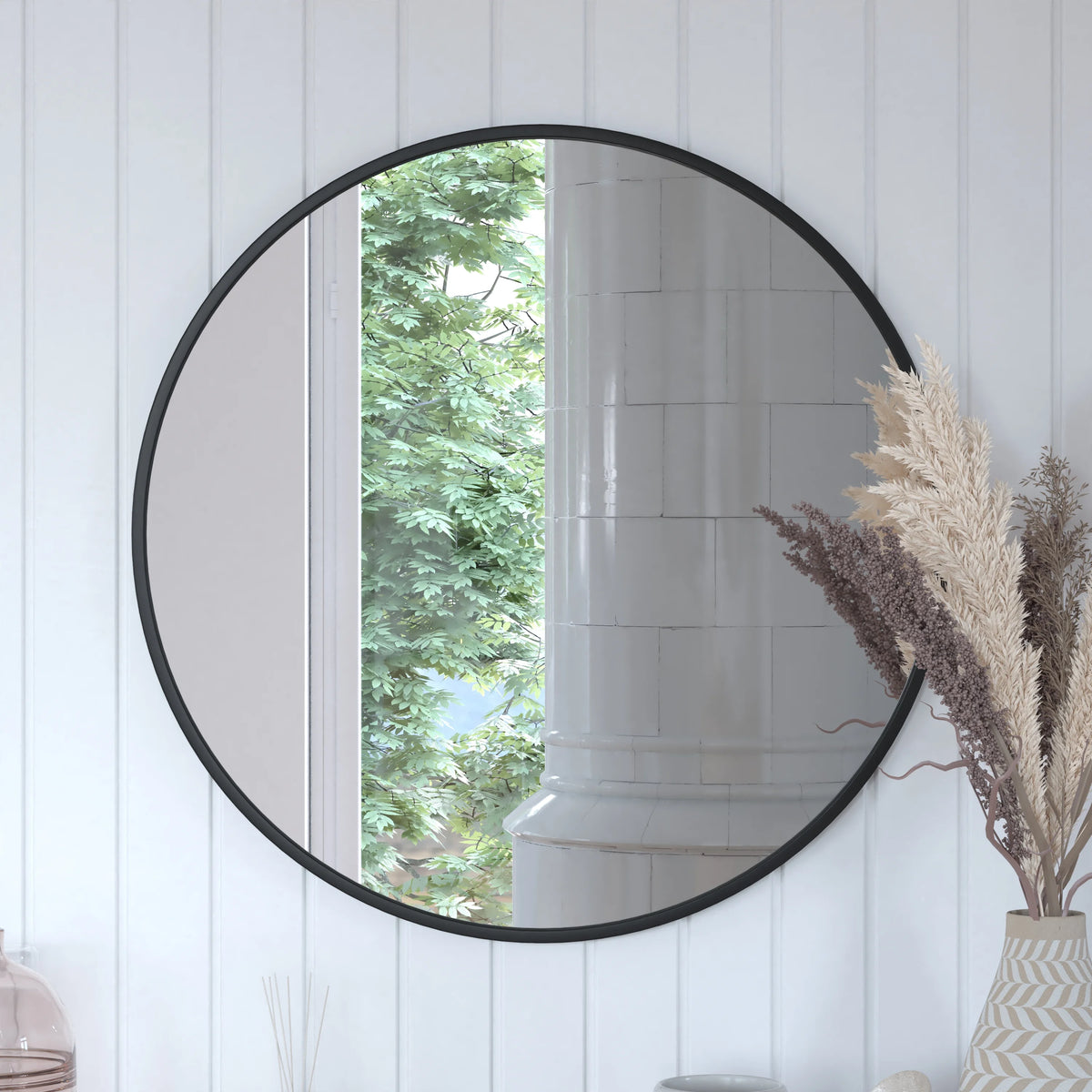 Black Modern Wall Mounted Mirror W609