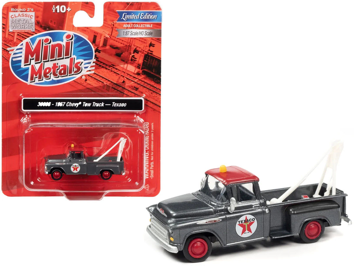 1957 Chevrolet Stepside Tow Truck Gray Metallic with Red Top 1/87 Scale Model Car M585315