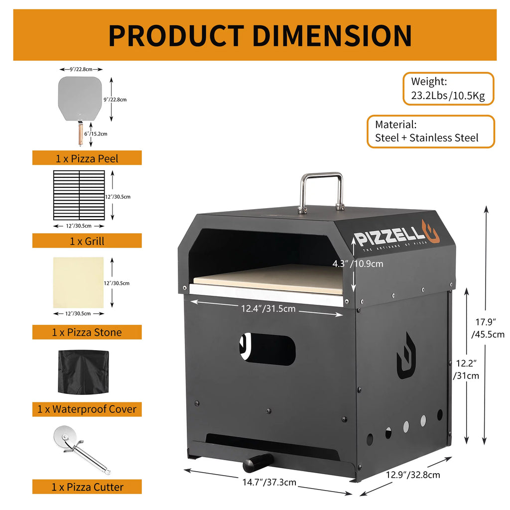 4 in 1 Wood Fired 12 inch Pizza Oven Y7480