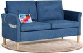 Navy Blue Small Loveseat Sofa with 2 USB Charger Ports G2262
