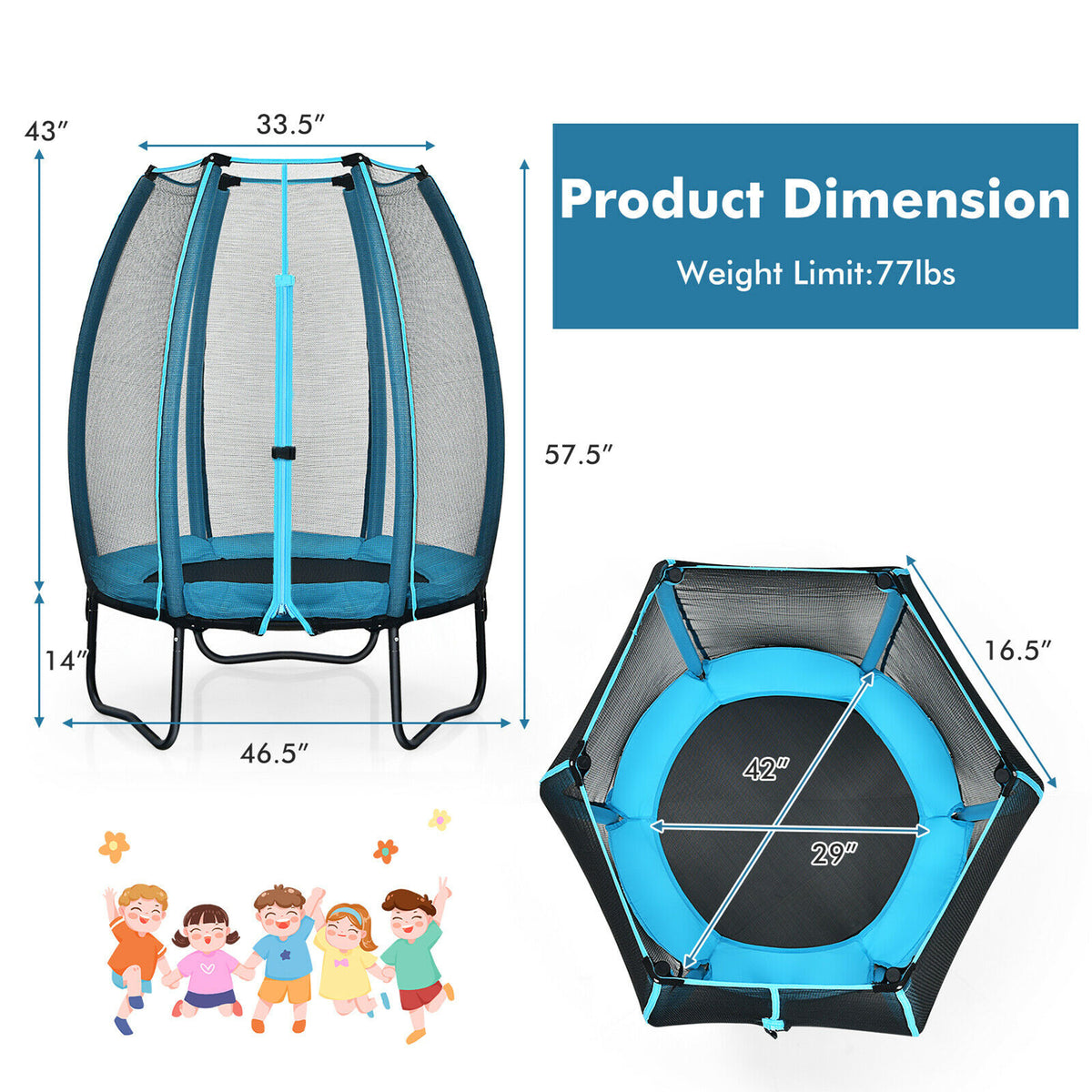 4ft Kids Trampoline with Enclosure Net N9918