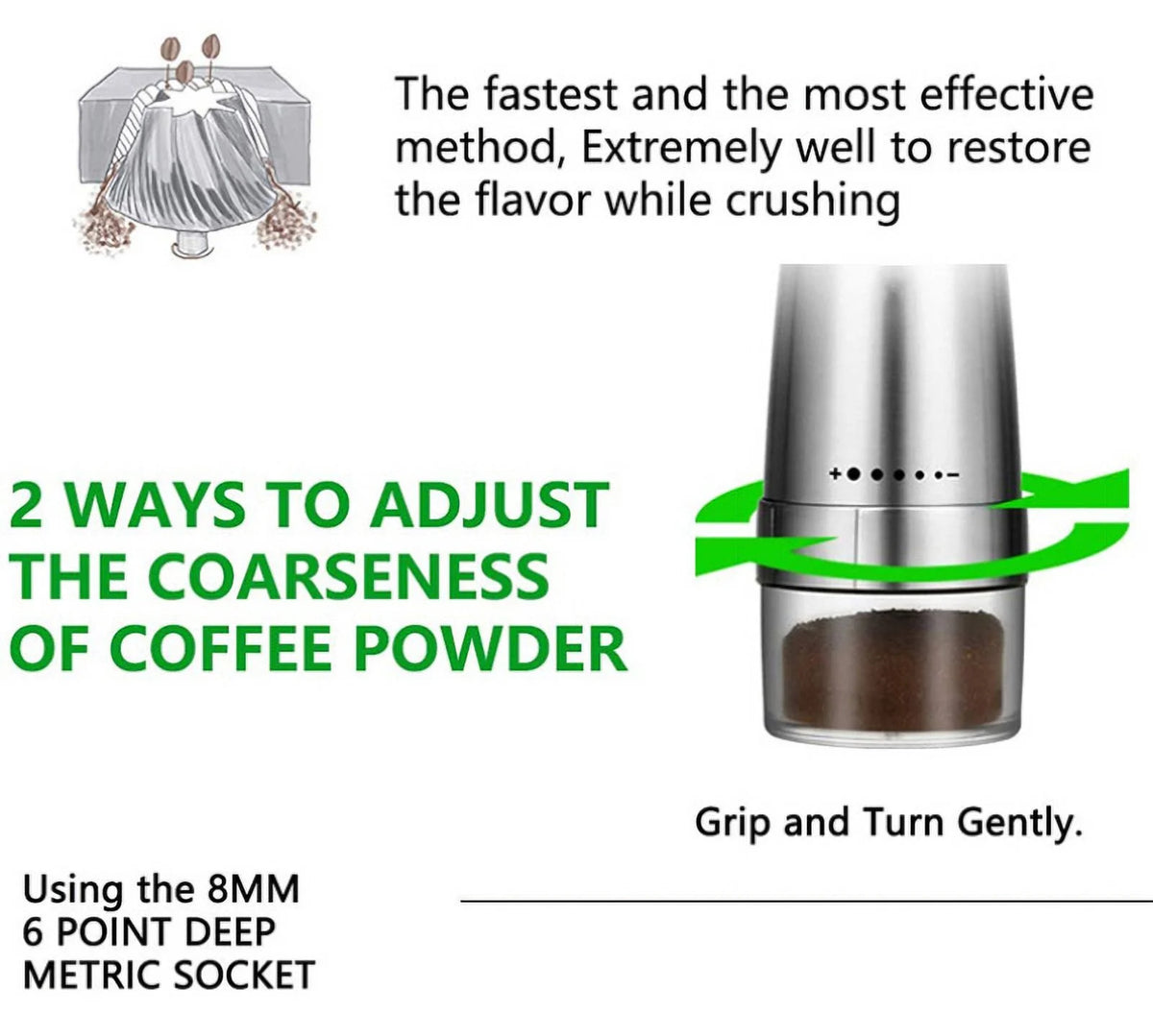 USB Charge Stainless Steel Coffee Grinder M782