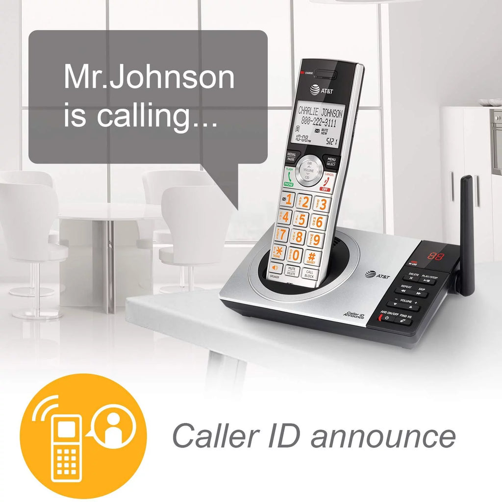 Silver/Black DECT 6.0 Expandable Answering System with 4 Handsets W87765