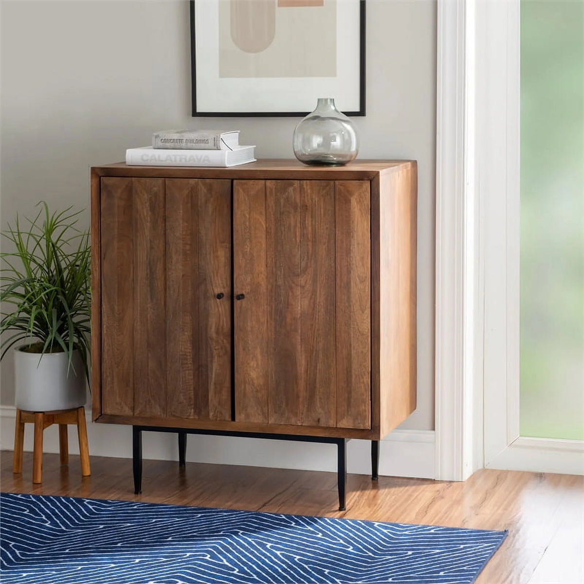 Brown Wood Cabinet with 2 Shelves K91945