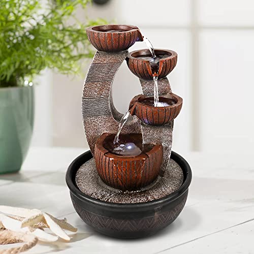 15.7" High 5-Tier Tabletop Water Fountain with LED Lights K9694