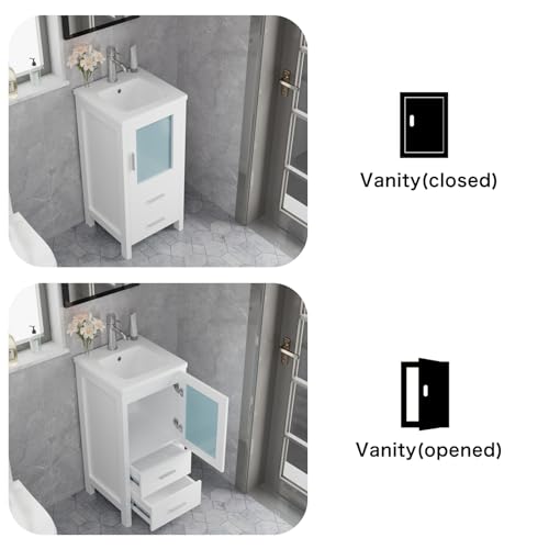 16" Single Sink Bathroom Vanity with Faucet and Drain (White) J112319