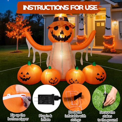 8FT LED Pumpkin Inflatable Halloween Decoration R71435