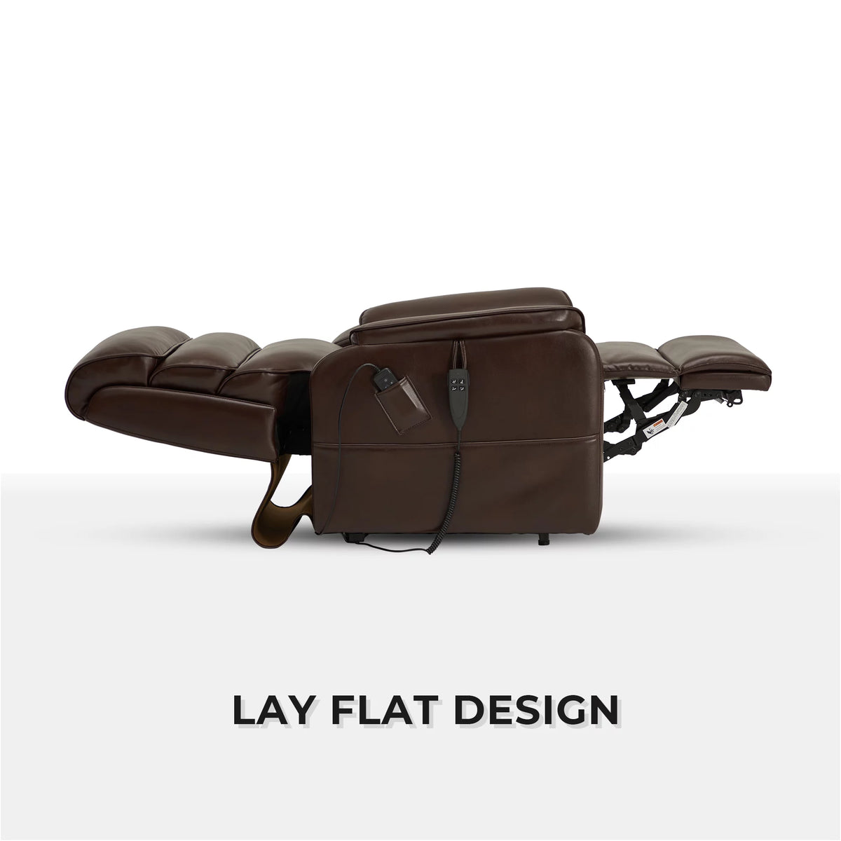 Brown Faux Leather Lift Recliner with Massage Heating M1784